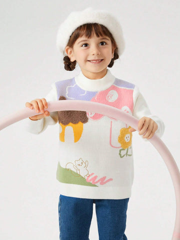 Balabala Girls' Half-Turtleneck Sweater Winter Knitted Cartoon Pullover Balabala Girls' Half-Turtleneck Sweater Winter Knitted Cartoon Pullover