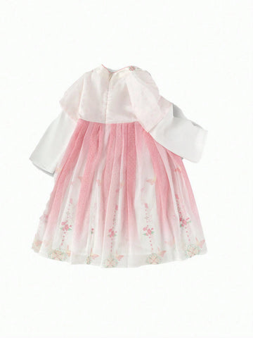 Balabala Girls' Princess Dress, 2025 Spring New Year With Tulle Balabala Girls' Princess Dress, 2025 Spring New Year With Tulle