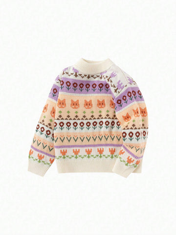 Balabala Girls' High-Neck Sweater Warm Knitted Pullover, Stylish Balabala Girls' High-Neck Sweater Warm Knitted Pullover, Stylish