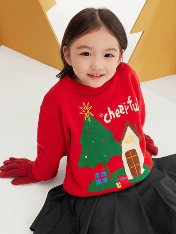 Balabala Young Girl' Christmas Sweater Boys' Girls' Autumn/Winter 2024 New Loose Pullover Balabala Young Girl' Christmas Sweater Boys' Girls' Autumn/Winter 2024 New Loose Pullover