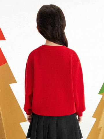 Balabala Young Girl' Christmas Sweater Boys' Girls' Autumn/Winter 2024 New Loose Pullover Balabala Young Girl' Christmas Sweater Boys' Girls' Autumn/Winter 2024 New Loose Pullover