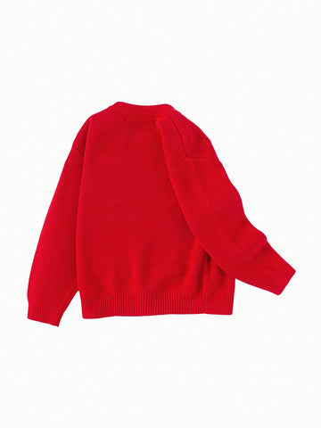 Balabala Young Girl' Christmas Sweater Boys' Girls' Autumn/Winter 2024 New Loose Pullover Balabala Young Girl' Christmas Sweater Boys' Girls' Autumn/Winter 2024 New Loose Pullover
