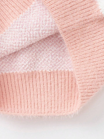 Balabala Young Girl' Sweater Girls' Embroidered Collar Knitted Sweater Autumn Winter Diamond Texture Pullover Balabala Young Girl' Sweater Girls' Embroidered Collar Knitted Sweater Autumn Winter Diamond Texture Pullover