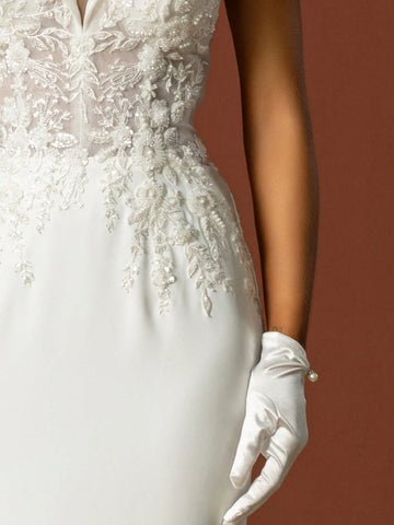Beaded Embroidery Off Shoulder Train Wedding Dress Beaded Embroidery Off Shoulder Train Wedding Dress