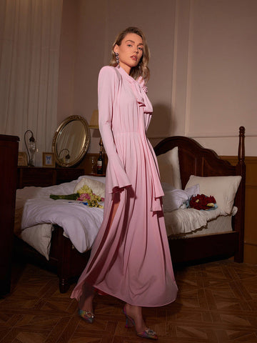 Benton Long Sleeve Flower Embellished Maxi Dress Benton Long Sleeve Flower Embellished Maxi Dress