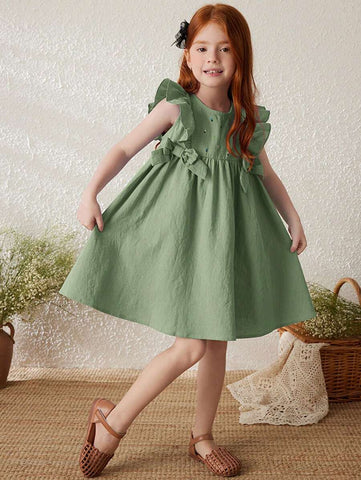 Young Girls Purple Floral Elegant Loose French Style Woven Dress, Spring/Summer Young Girls Purple Floral Elegant Loose French Style Woven Dress, Spring/Summer