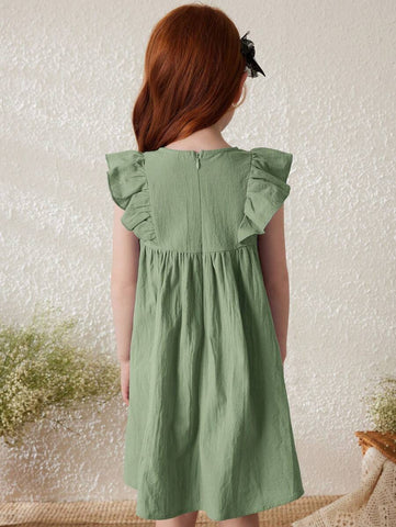 Young Girls Purple Floral Elegant Loose French Style Woven Dress, Spring/Summer Young Girls Purple Floral Elegant Loose French Style Woven Dress, Spring/Summer