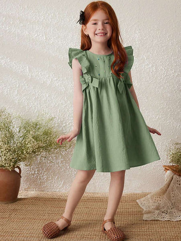 Young Girls Purple Floral Elegant Loose French Style Woven Dress, Spring/Summer Young Girls Purple Floral Elegant Loose French Style Woven Dress, Spring/Summer