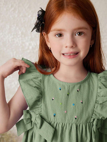 Young Girls Purple Floral Elegant Loose French Style Woven Dress, Spring/Summer Young Girls Purple Floral Elegant Loose French Style Woven Dress, Spring/Summer