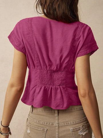 Bohemela Vacation Lace Patchwork Women Blouse Bohemela Vacation Lace Patchwork Women Blouse