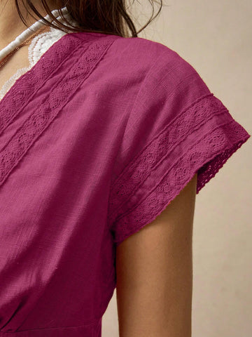 Bohemela Vacation Lace Patchwork Women Blouse Bohemela Vacation Lace Patchwork Women Blouse