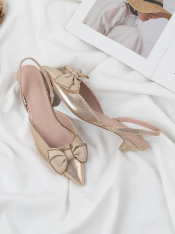 Bow Decor Metallic Slingback Pumps Bow Decor Metallic Slingback Pumps
