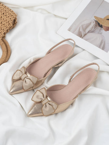 Bow Decor Metallic Slingback Pumps Bow Decor Metallic Slingback Pumps