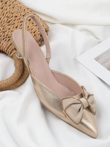 Bow Decor Metallic Slingback Pumps Bow Decor Metallic Slingback Pumps