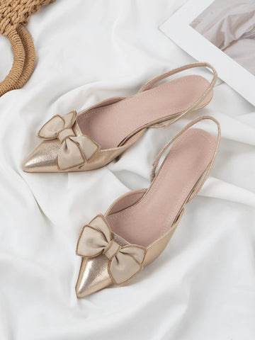Bow Decor Metallic Slingback Pumps Bow Decor Metallic Slingback Pumps