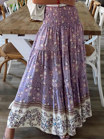 Breezaya Women's Spring/Summer Boho Floral A-Line Skirt Breezaya Women's Spring/Summer Boho Floral A-Line Skirt