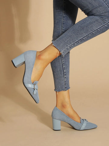 Buckle Detail Point Toe Chunky Heeled Loafers Buckle Detail Point Toe Chunky Heeled Loafers