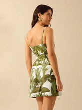 CAJUNI Women's Boho Colorful Banana Tree Printed Jumpsuit, Casual Resort Sleeveless Shorts Romper For Summer