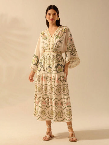 CAJUNI Women's Boho Tropical Hibiscus, Coconut Tree, Snake Plant Print Vacation Casual Beach Loose Fit Skirt CAJUNI Women's Boho Tropical Hibiscus, Coconut Tree, Snake Plant Print Vacation Casual Beach Loose Fit Skirt