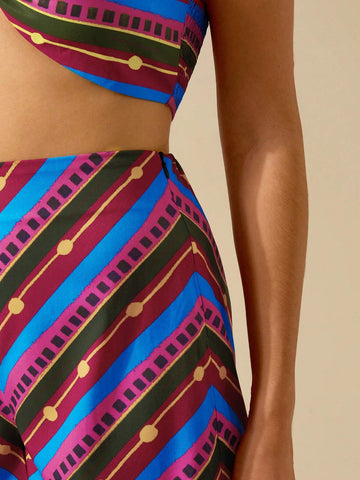 CAJUNI Women's Colorful Pattern Print Boho Style Casual Hot Shorts, Suitable For Beach Vacation In Summer CAJUNI Women's Colorful Pattern Print Boho Style Casual Hot Shorts, Suitable For Beach Vacation In Summer