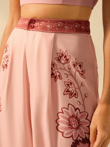 CAJUNI Women's Oversized Loose Boho Tropical Plant Print Wide Leg Pants, Vacation Casual Beach Summer Trousers CAJUNI Women's Oversized Loose Boho Tropical Plant Print Wide Leg Pants, Vacation Casual Beach Summer Trousers