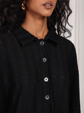 Women's Casual Flare Sleeve Black Blouse Women's Casual Flare Sleeve Black Blouse
