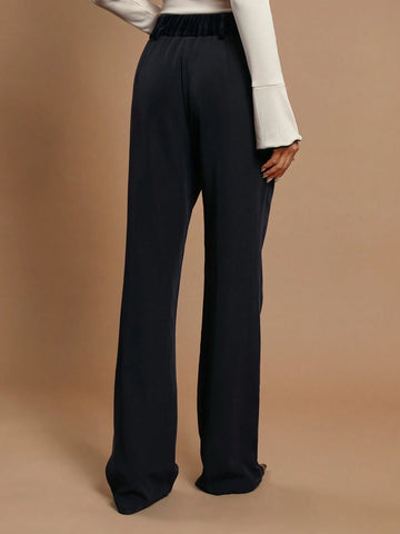 COSMINA Women's Solid Color Button Front Pocket Simple Casual Pants, Everyday Wear COSMINA Women's Solid Color Button Front Pocket Simple Casual Pants, Everyday Wear