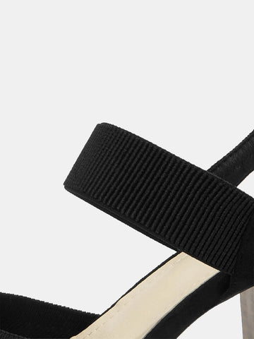 Woman Shoes Minimalist Point Toe Slingback Chunky Black Pumps For Summer Woman Shoes Minimalist Point Toe Slingback Chunky Black Pumps For Summer