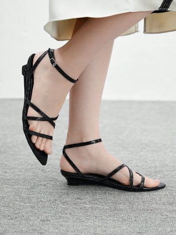 Pointed Toe Wedge Heels Elegant Commuter Cross Strap Women's High Heel Sandals Pointed Toe Wedge Heels Elegant Commuter Cross Strap Women's High Heel Sandals