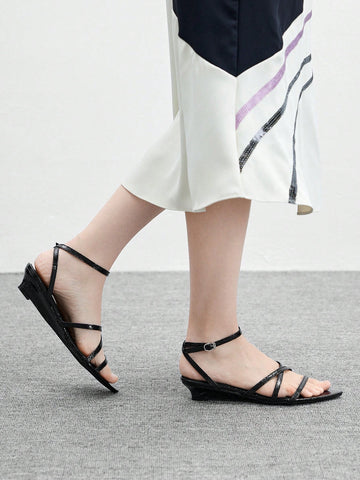 Pointed Toe Wedge Heels Elegant Commuter Cross Strap Women's High Heel Sandals Pointed Toe Wedge Heels Elegant Commuter Cross Strap Women's High Heel Sandals