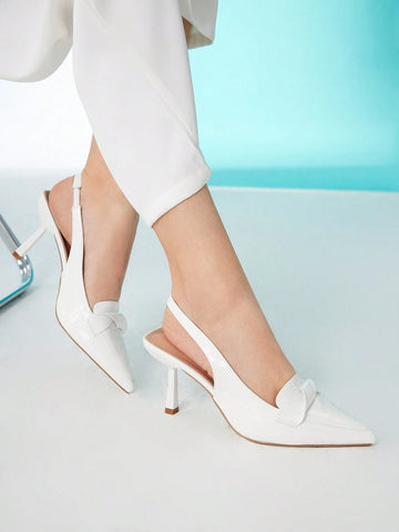 CUCCOO BIZCHIC Women'S White Pointed Toe Thick Mid-Heeled Shoes For Summer Graduation Heels Prom Heels Vacation Shoes CUCCOO BIZCHIC Women'S White Pointed Toe Thick Mid-Heeled Shoes For Summer Graduation Heels Prom Heels Vacation Shoes