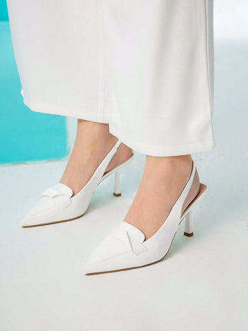 CUCCOO BIZCHIC Women'S White Pointed Toe Thick Mid-Heeled Shoes For Summer Graduation Heels Prom Heels Vacation Shoes CUCCOO BIZCHIC Women'S White Pointed Toe Thick Mid-Heeled Shoes For Summer Graduation Heels Prom Heels Vacation Shoes
