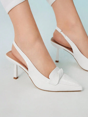CUCCOO BIZCHIC Women'S White Pointed Toe Thick Mid-Heeled Shoes For Summer Graduation Heels Prom Heels Vacation Shoes CUCCOO BIZCHIC Women'S White Pointed Toe Thick Mid-Heeled Shoes For Summer Graduation Heels Prom Heels Vacation Shoes