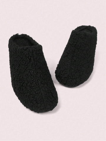 Plus Size Red Furry Comfortable Casual Slip-On Slippers For Women, Plus Size Red Furry Comfortable Casual Slip-On Slippers For Women,
