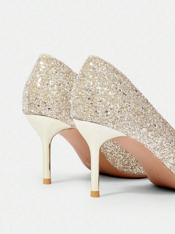 Pointed Toe Floral Decorated High Heel Wedding Party Pumps For Women Pointed Toe Floral Decorated High Heel Wedding Party Pumps For Women