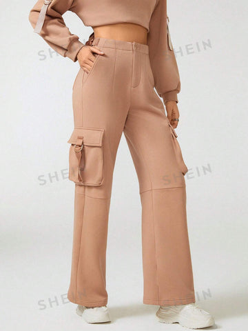 Cacao Bloom Solid Flap Pocket Sweatpants Cacao Bloom Solid Flap Pocket Sweatpants