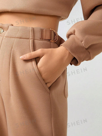 Cacao Bloom Solid Flap Pocket Sweatpants Cacao Bloom Solid Flap Pocket Sweatpants