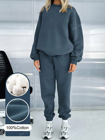 Casual Print Crew Neck Sweatshirt And Pants Set Casual Print Crew Neck Sweatshirt And Pants Set