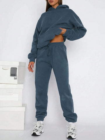 Casual Print Crew Neck Sweatshirt And Pants Set Casual Print Crew Neck Sweatshirt And Pants Set