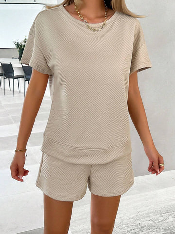 Casual Solid Color Short Sleeve Top And Shorts Set Casual Solid Color Short Sleeve Top And Shorts Set
