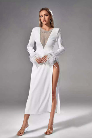 Charlee White Feather Diamante Dress Charlee White Feather Diamante Dress