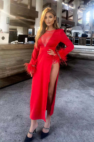 Charlee White Feather Diamante Dress Charlee White Feather Diamante Dress