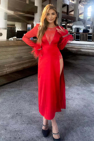 Charlee White Feather Diamante Dress Charlee White Feather Diamante Dress