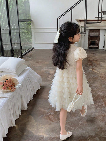 Chen Chen Mom Girl Bubble Sleeve Cake Dress 2024 Summer New Children High-End Princess Dress And Dress 4123D Apricot Chen Chen Mom Girl Bubble Sleeve Cake Dress 2024 Summer New Children High-End Princess Dress And Dress 4123D Apricot