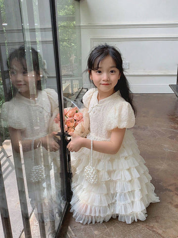 Chen Chen Mom Girl Bubble Sleeve Cake Dress 2024 Summer New Children High-End Princess Dress And Dress 4123D Apricot Chen Chen Mom Girl Bubble Sleeve Cake Dress 2024 Summer New Children High-End Princess Dress And Dress 4123D Apricot