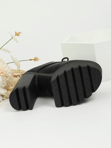 Chunky Heeled Lace-up Front Oxford Pumps Chunky Heeled Lace-up Front Oxford Pumps