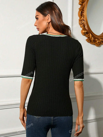 Women's Summer Striped Round Neck Short Sleeve Slim Fit T-Shirt Women's Summer Striped Round Neck Short Sleeve Slim Fit T-Shirt
