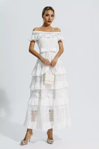 Colette White Lace Cutout Maxi Dress Colette White Lace Cutout Maxi Dress