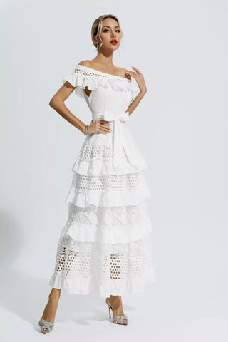 Colette White Lace Cutout Maxi Dress Colette White Lace Cutout Maxi Dress