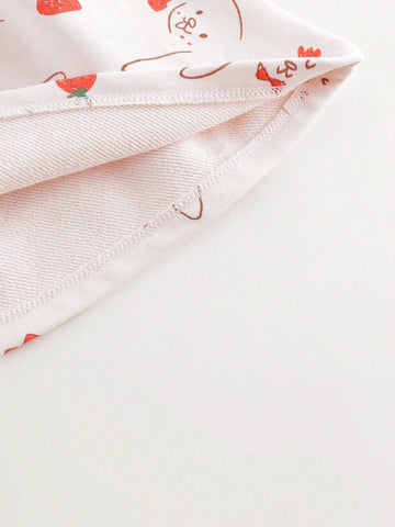 Cute Rabbit All-Over Print Peter Pan Collar Long Sleeve Dress For Young Girls, Autumn Cute Rabbit All-Over Print Peter Pan Collar Long Sleeve Dress For Young Girls, Autumn